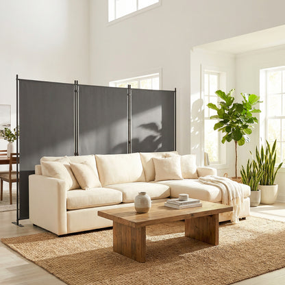 Outsunny Biombo Plegable De 3 Paneles, 260x180 Cm Protección Upf 30+ Gris Oscuro_4