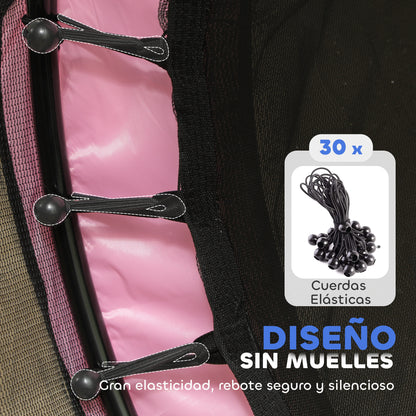 Homcom Cama Elástica Infantil Ø140 Cm Con Red De Seguridad Rosa Y Negro_5