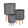 Macetero De Fibra Color Gris Con Patas 62x36cm
