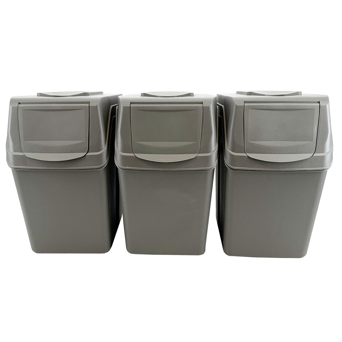 Set De 3 Cubos De Basura Keden Sortibox Para Reciclado, Gris, Volumen 3x25l