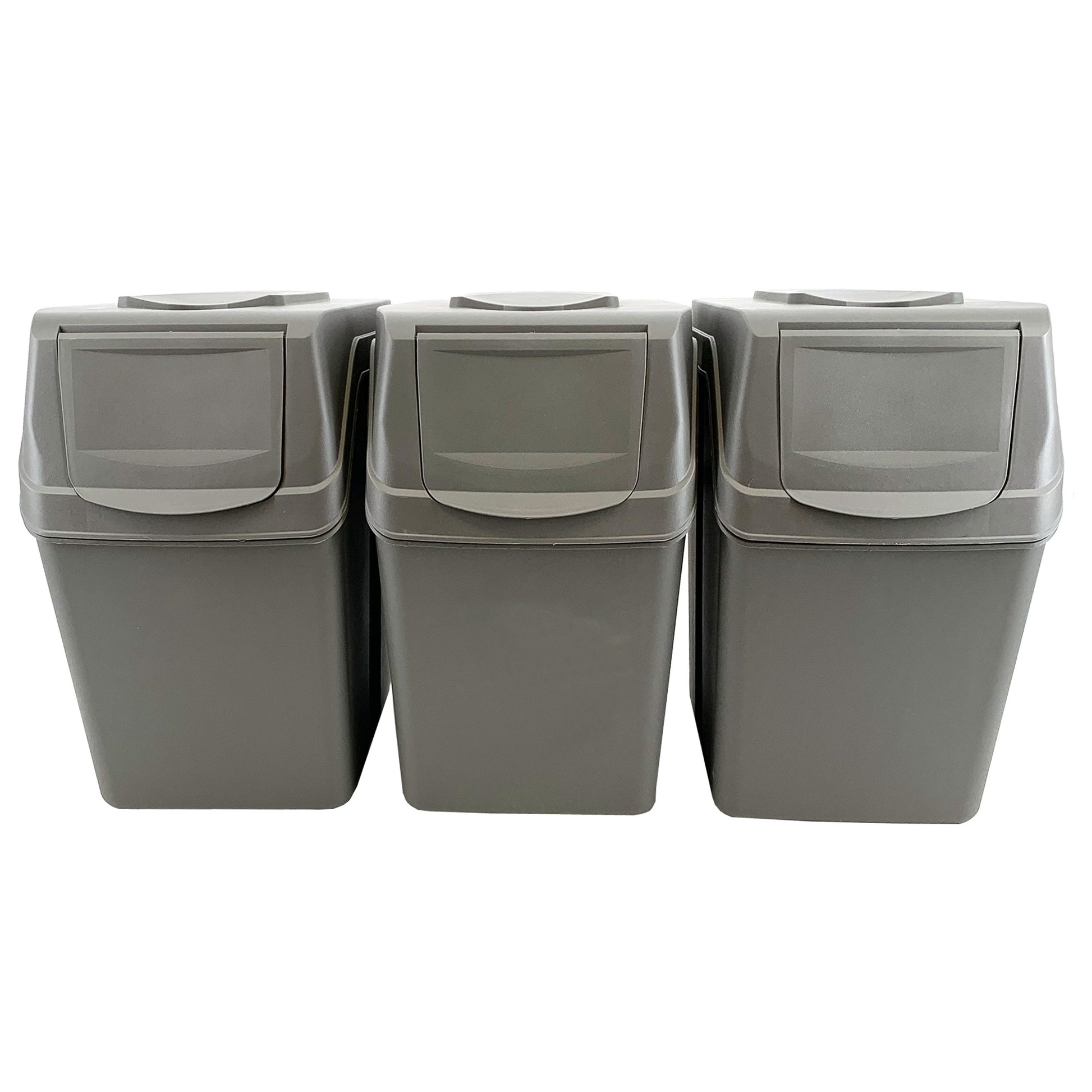 Set De 3 Cubos De Basura Keden Sortibox Para Reciclado, Gris, Volumen 3x25l