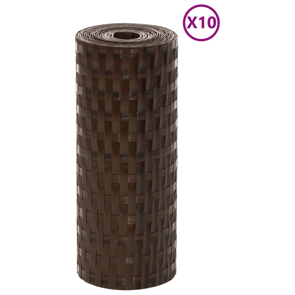 Toldos De Balcón 10 Uds Ratán Sintético Marrón Negro 255x19 Cm / Vetonek_1