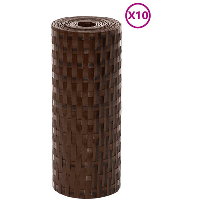 Toldos De Balcón 10 Uds Ratán Sintético Marrón Negro 255x19 Cm / Vetonek_1