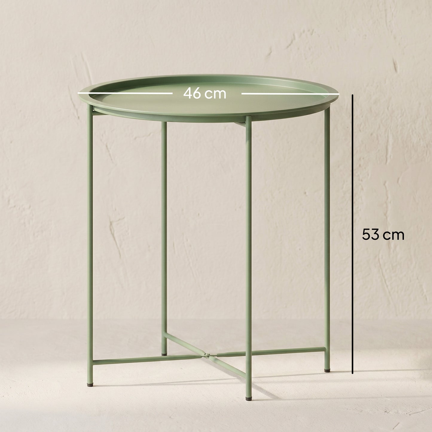Outsunny Mesa Auxiliar Exterior Redonda Con Bandeja Extraíble Ø46x53 Cm Verde_2