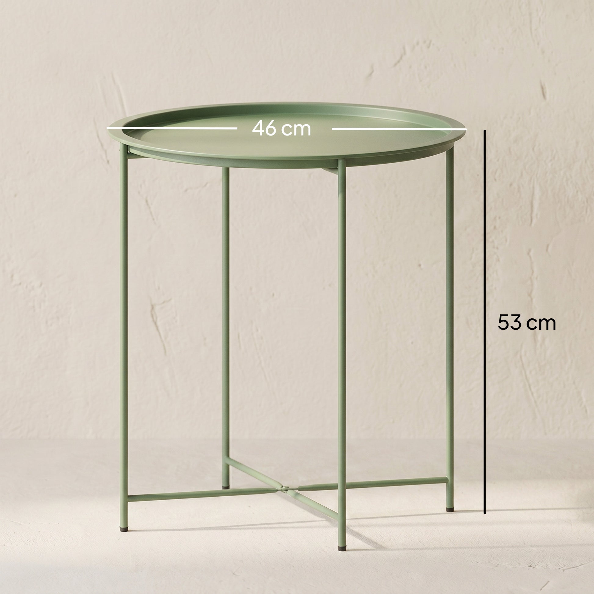 Outsunny Mesa Auxiliar Exterior Redonda Con Bandeja Extraíble Ø46x53 Cm Verde_2