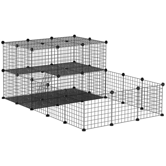 Pawhut Jaula Para Animales Pequeños Forma Personalizable 175x105x70 Cm Negro_0