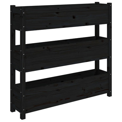 Jardinera De Madera Maciza De Pino Negro 112x25x104,5 Cm_0