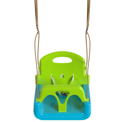 Outsunny Columpio Infantil 3 En 1 Cuerda Ajustable Respaldo Desmontable Verde_4