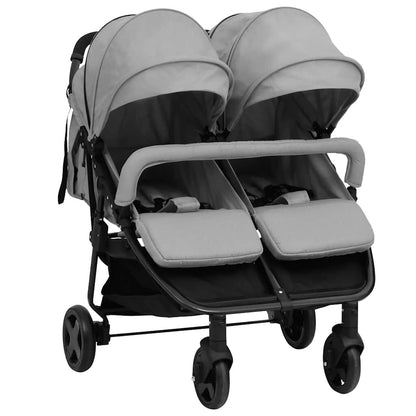 Vidaxl Carrito Para Gemelos De Acero Gris Claro Y Negro_0