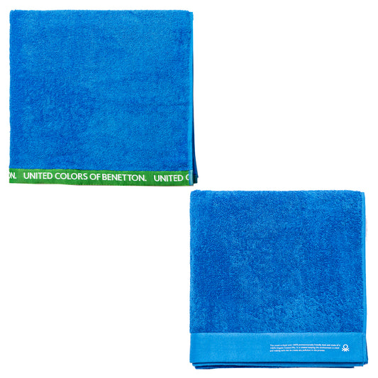 Juego De 2 Toallas 90x150cm + 90x160cm Algodón Orgánico 450gsm Azul Benetton_0