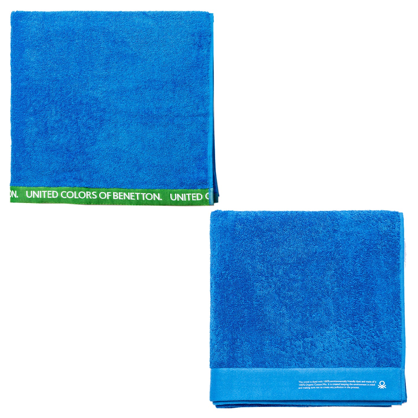Juego De 2 Toallas 90x150cm + 90x160cm Algodón Orgánico 450gsm Azul Benetton_0