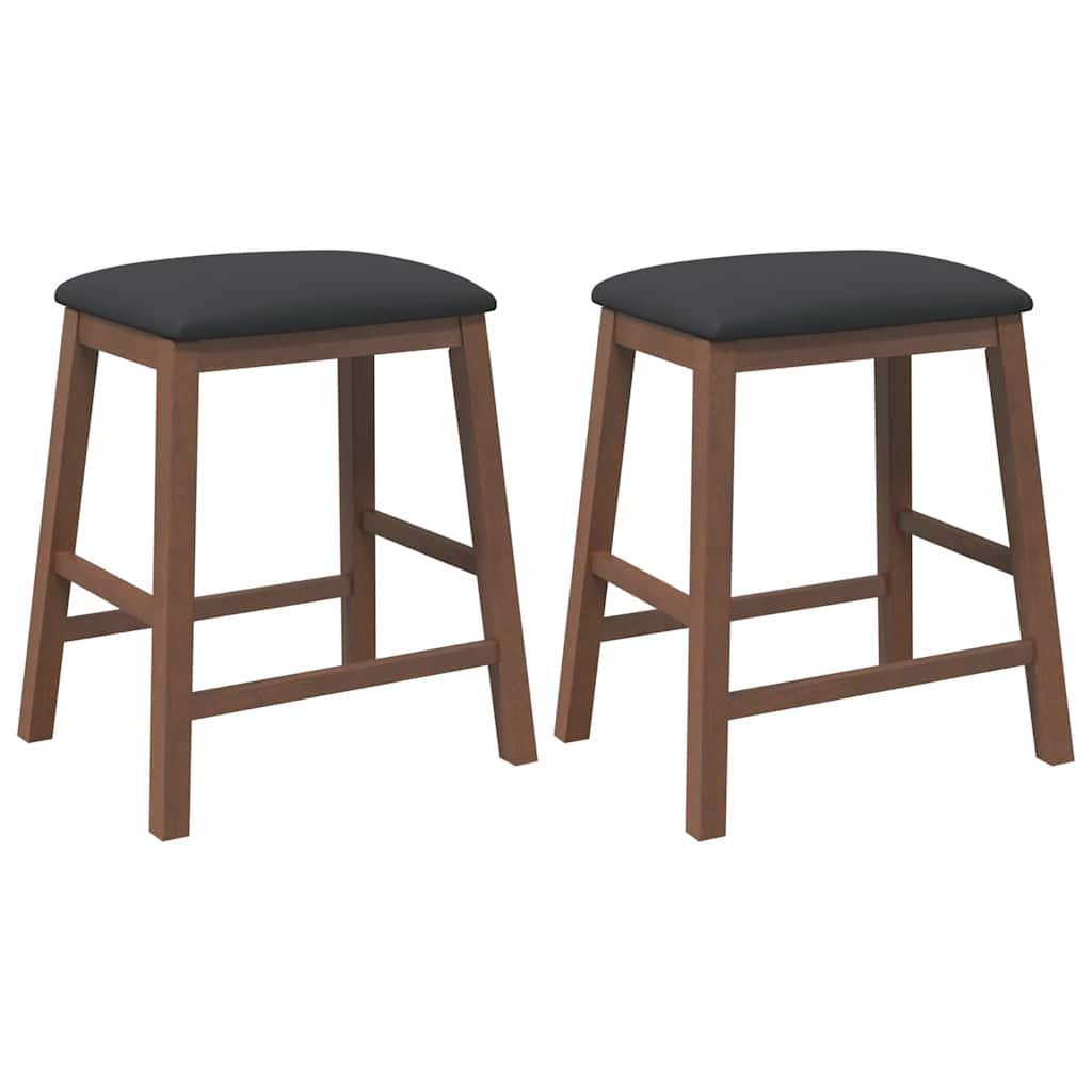 Sillas De Bar Con Cojines 2 Uds Madera Maciza Marrón Caucho_0