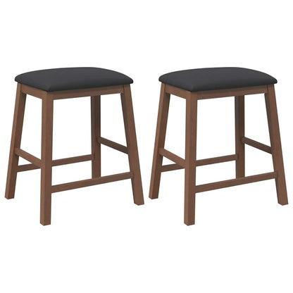 Sillas De Bar Con Cojines 2 Uds Madera Maciza Marrón Caucho_0