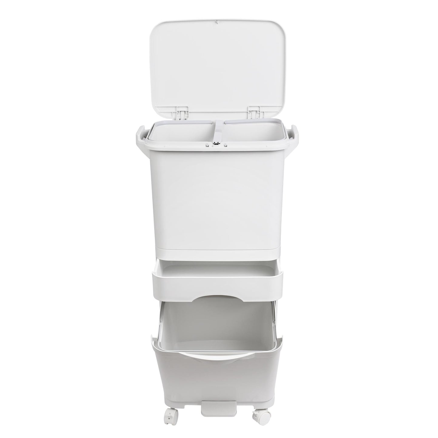 Papelera De Reciclaje Selectiva Con Pedal, Ruedas Y Asa 42l (24l + 4l + 14l) - Well Home