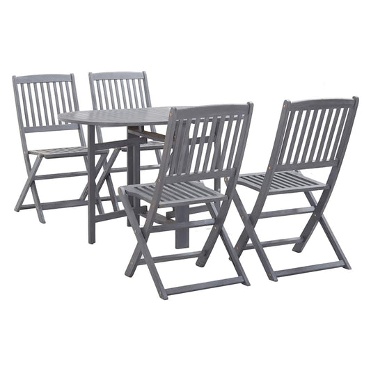 Vidaxl Juego De Comedor De Jardín 5 Pzas Madera Maciza De Acacia Gris_0