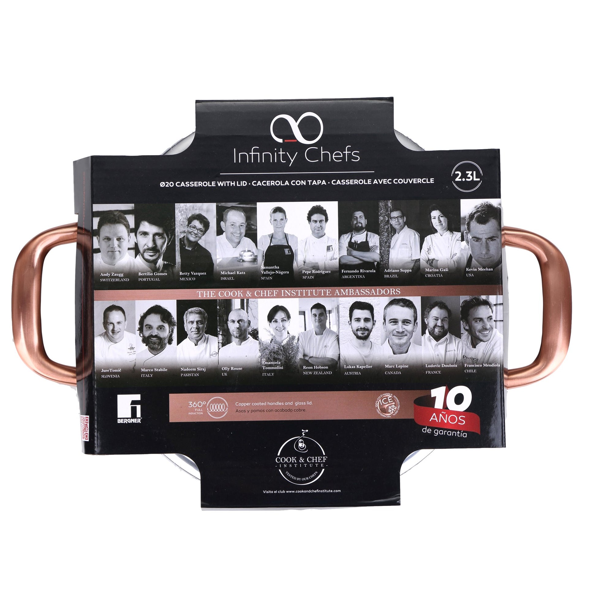 Infinity Chef - Bergner: Cacerola 20x8cm (2.3l) Acero Inoxidable Inducción 360 Con Tapa De Vidrio Infinity Chef_1