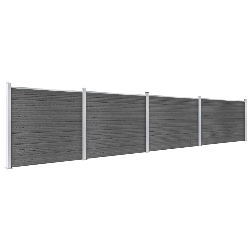 Set De Paneles De Valla Wpc Negro 699x146 Cm / Vetonek_0