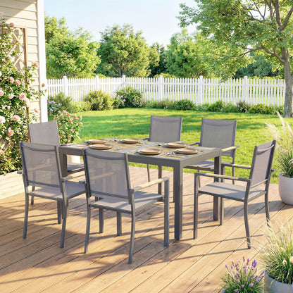 Outsunny Conjunto De Mesa Y Sillas Jardín De 7 Piezas Con Sillas Transpirables_1