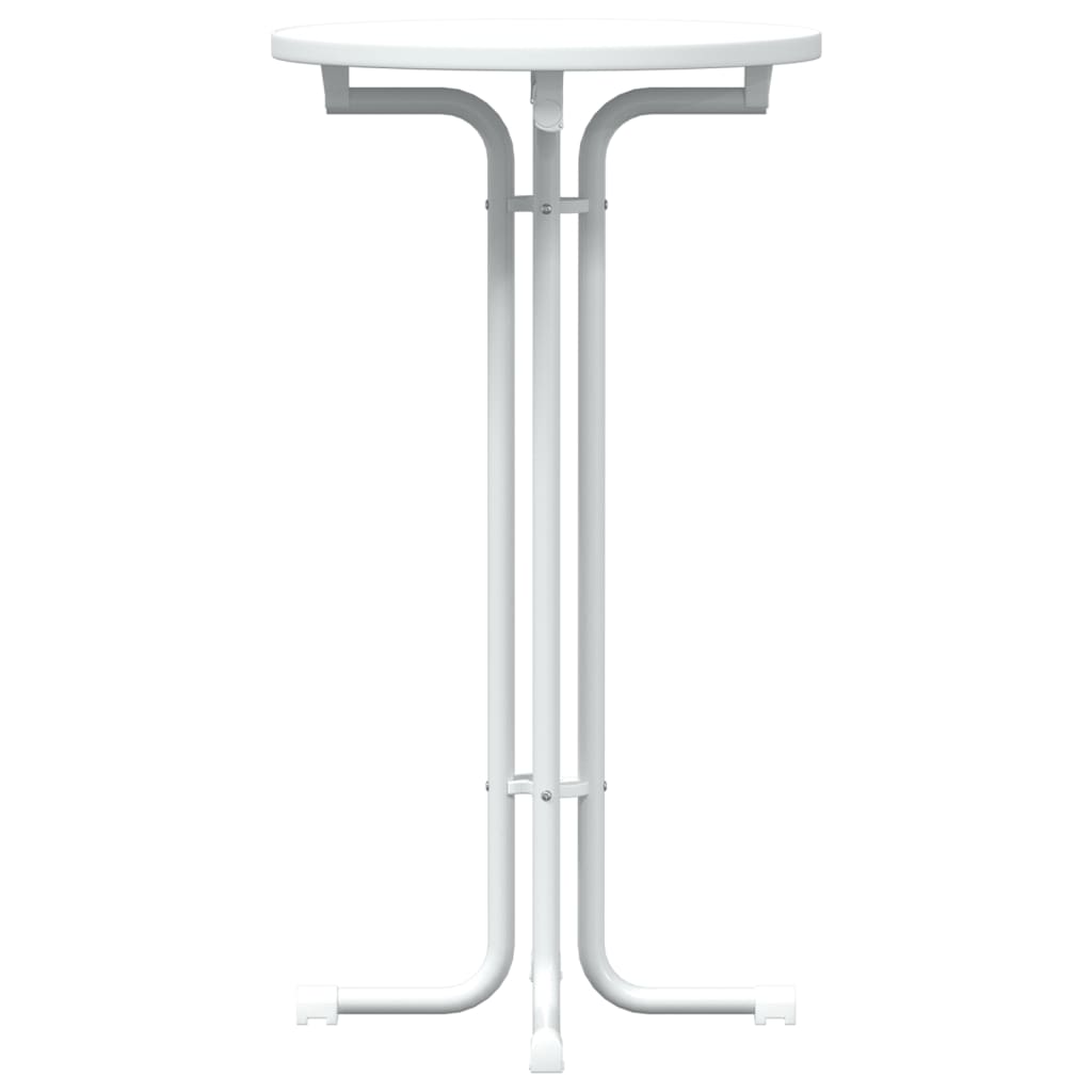 Mesa Alta De Comedor Madera Ingeniería Y Acero Blanco Ø60x110cm_3