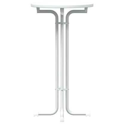 Mesa Alta De Comedor Madera Ingeniería Y Acero Blanco Ø60x110cm_3