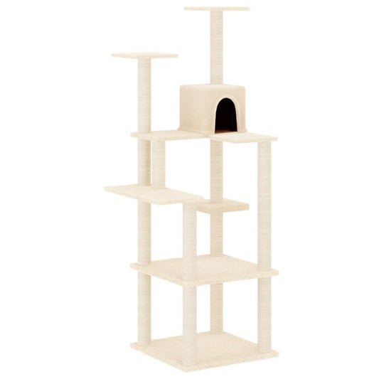 Vidaxl Rascador Para Gatos Con Postes De Sisal Crema 153 Cm_0