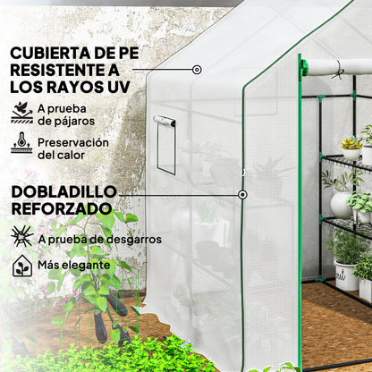 Outsunny Invernadero De Exterior Con 6 Estantes Puerta Enrollable 140x143x190 Cm_4