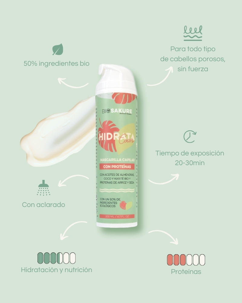 Acondicionador Profundo Y Mascarilla Con Proteínas Hidrata Cocos 500 Ml Bio Sakure_2