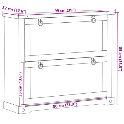 Mueble Zapatero Corona Madera Maciza De Pino 99x32x85 Cm / Vetonek_0