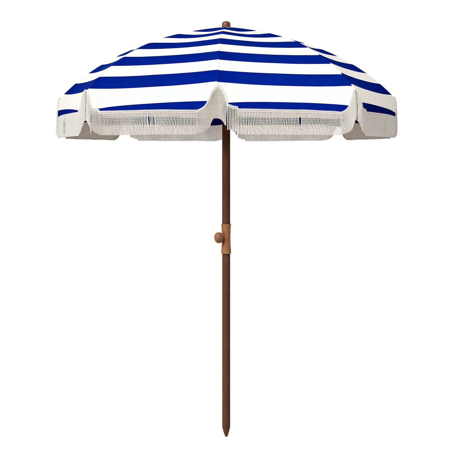Outsunny Sombrilla De Playa Grande Ø190x210 Cm Protección Uv40+ Azul Y Blanco_0