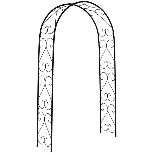Outsunny Arco De Jardín De Acero Diseño Espiral De Corazón 125x37x230 Cm Negro_0
