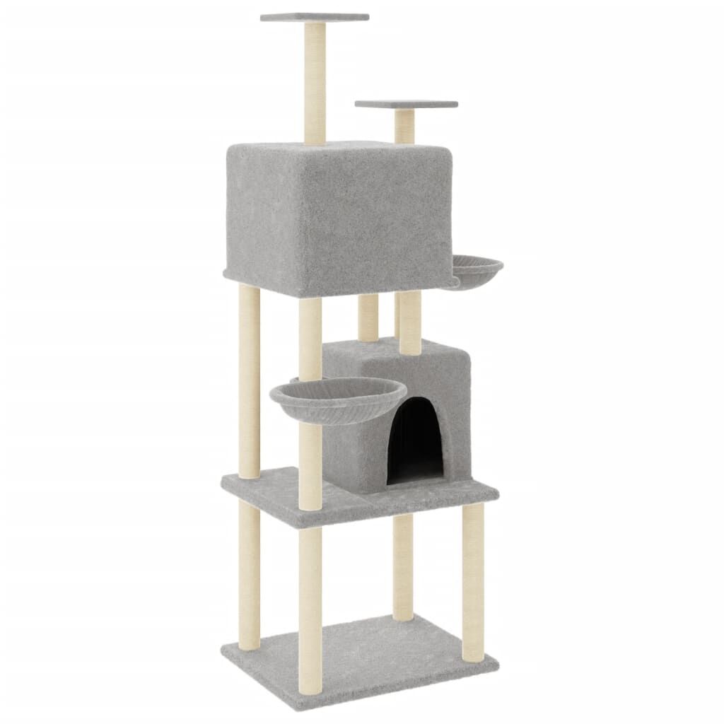 Vidaxl Rascador Para Gatos Con Postes De Sisal Gris Claro 180 Cm_0