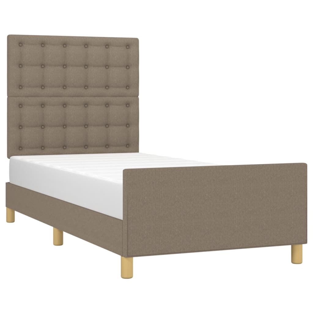 Estructura De Cama Con Cabecero De Tela Gris Taupe 80x200 Cm / Vetonek_1
