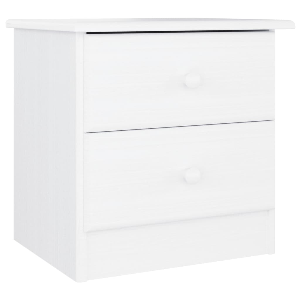 Mesita De Noche Alta Madera Maciza De Pino Blanco 41x35x41 Cm_0