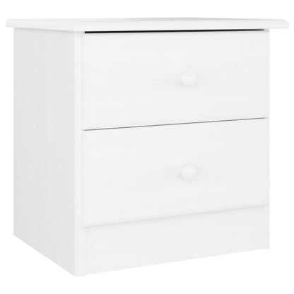 Mesita De Noche Alta Madera Maciza De Pino Blanco 41x35x41 Cm_0