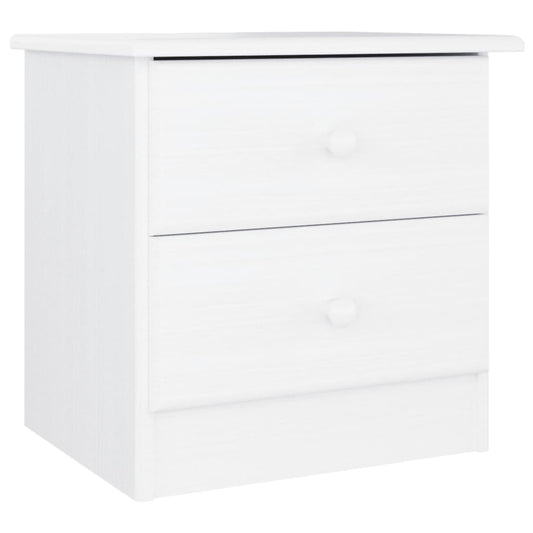 Mesita De Noche Alta Madera Maciza De Pino Blanco 41x35x41 Cm_0