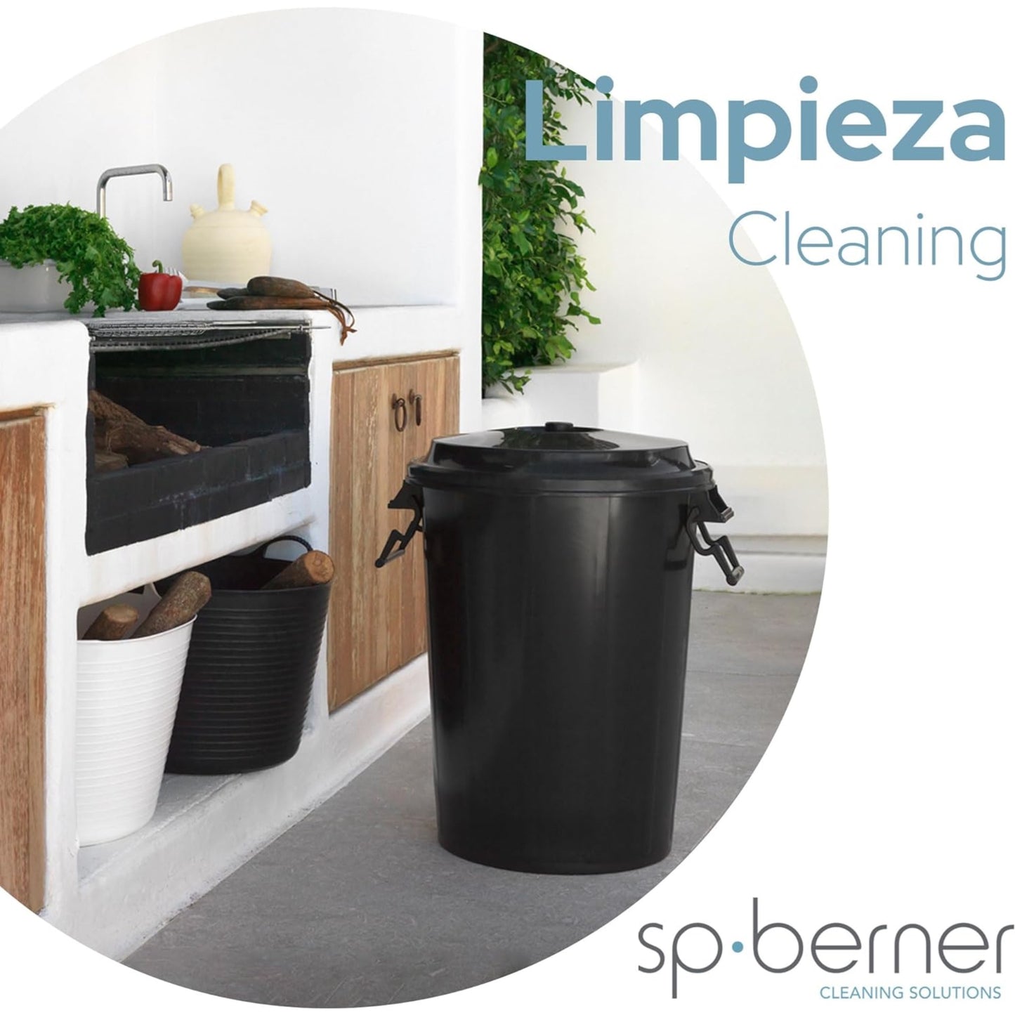 Cubo De Basura 100l Con Asas, Ideal Para Espacios Comunitarios, Con Tapa Incluida -conjunto Servido Por Un Único Vendedor_1