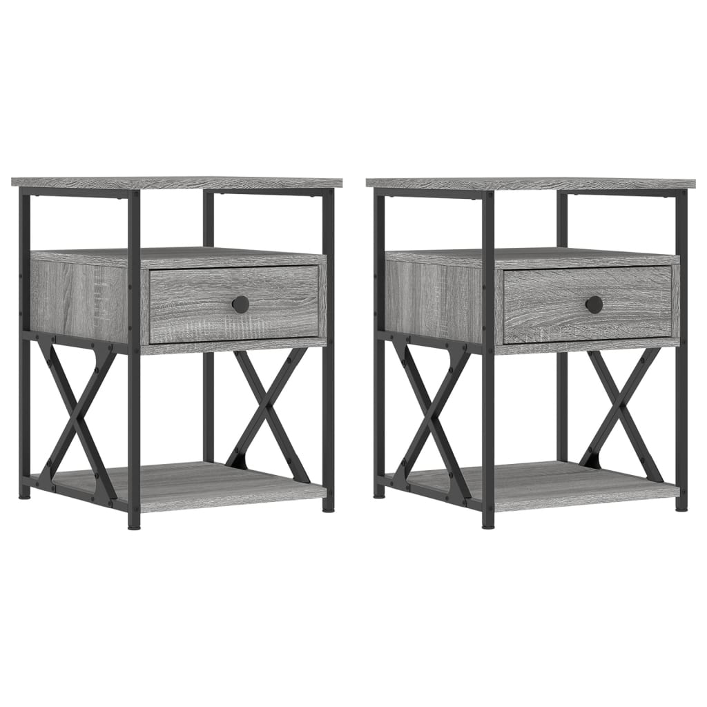 Mesitas Noche 2 Uds Madera Ingeniería Gris Sonoma 40x42x55 Cm_0