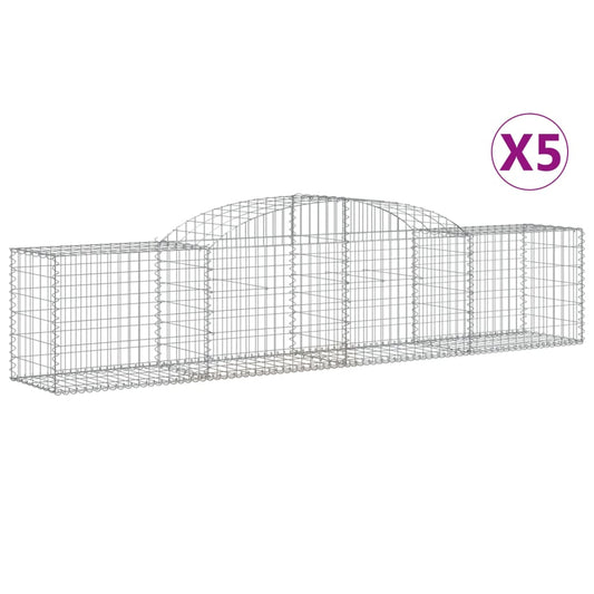 Cestas De Gaviones 5 Uds Forma De Arco Hierro 300x50x60/80 Cm_0