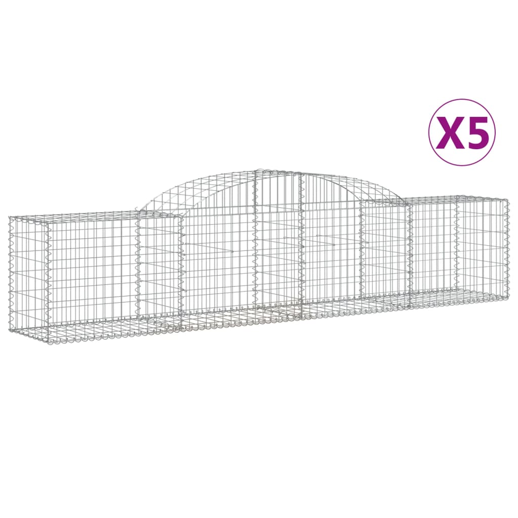 Cestas De Gaviones 5 Uds Forma De Arco Hierro 300x50x60/80 Cm_0