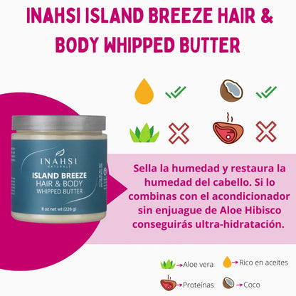 Crema De Peinar Island Breeze Hair &amp; Body Whipped Butter Inahsi Naturals 226g_1