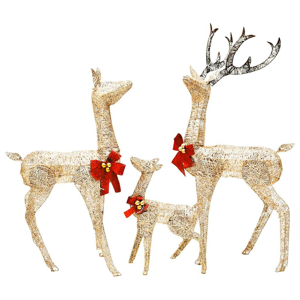 Vidaxl Figuras De Familia De Renos De Navidad Dorado 201 Led_0