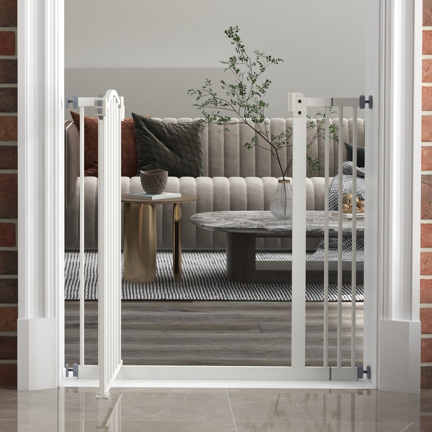 Pawhut Barrera De Seguridad Extensible Con Extensión 74-87x78 Cm Blanco_4