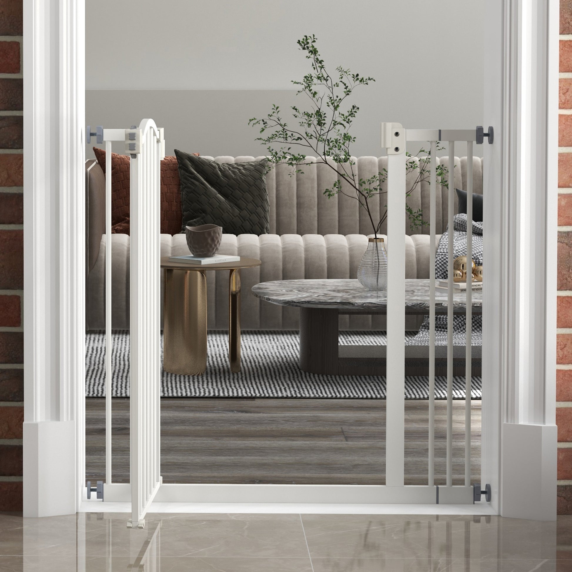 Pawhut Barrera De Seguridad Extensible Con Extensión 74-87x78 Cm Blanco_4