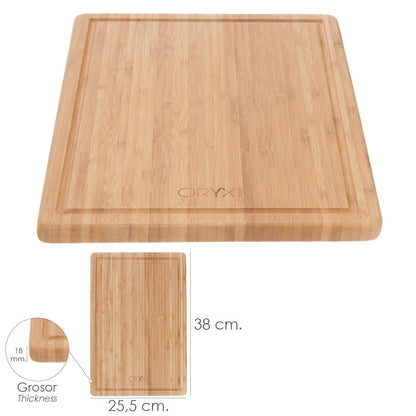 Tabla Cortar Cocina Fabricada En Madera De Bambu 100% Con Ranura 32x25,5 Cm.tabla Cortar,carne Pescado,verduras,frutas,alimentos_1