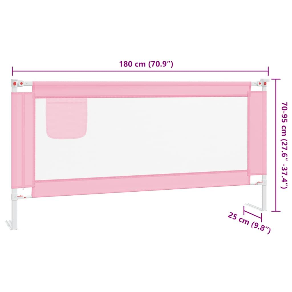 Vidaxl Barandilla De Seguridad Cama De Niño Rosa Tela 180x25 Cm_2