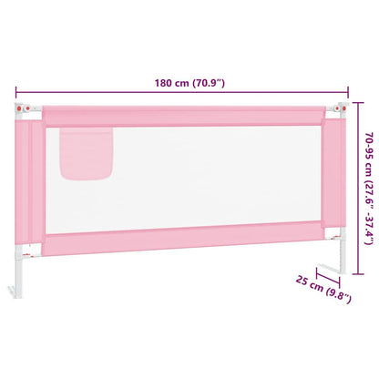 Vidaxl Barandilla De Seguridad Cama De Niño Rosa Tela 180x25 Cm_2