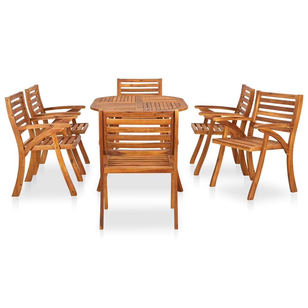 Vidaxl Juego De Comedor Para Jardín 7 Piezas Madera Maciza De Acacia_1
