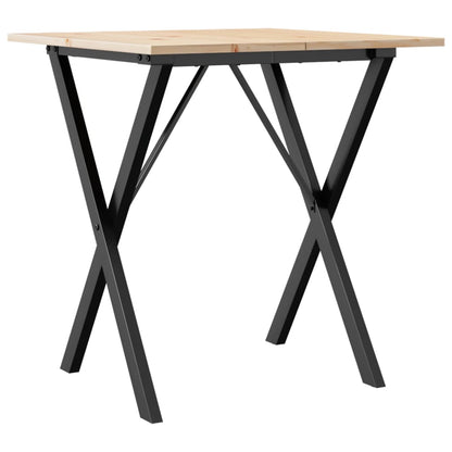 Mesa De Comedor Marco X Madera Maciza Pino Y Acero 70x70x75 Cm_0