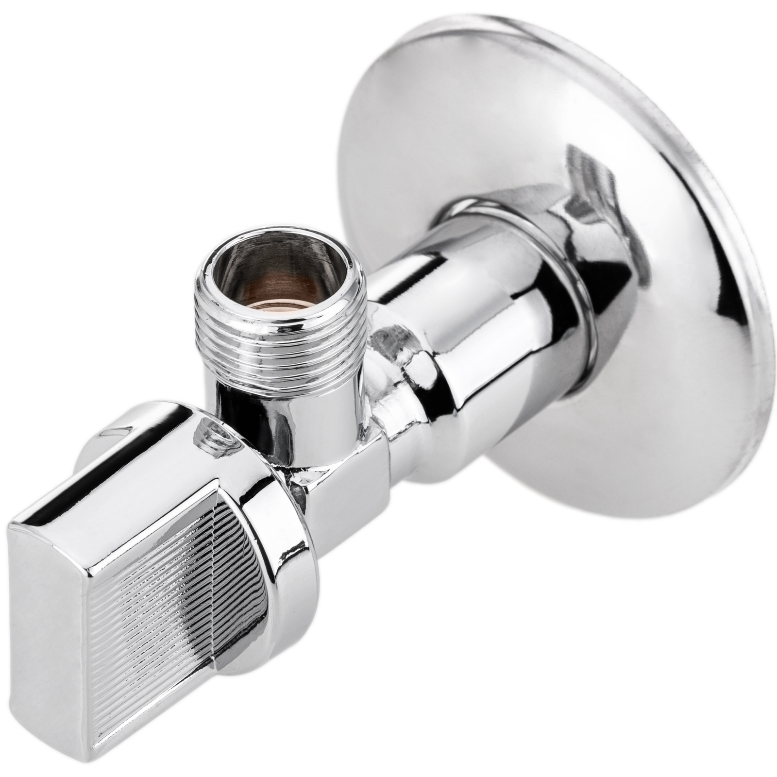 Llave De Paso Cisterna En Escuadra 1/2 - 3/8 Cromado_0