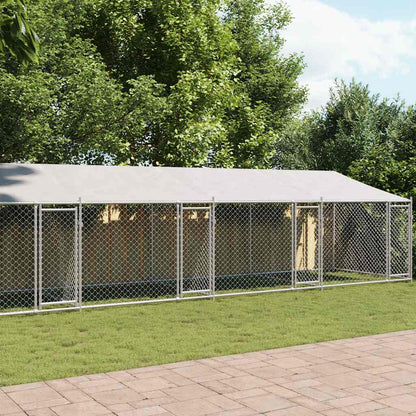 Jaula De Perros Techo Y Puertas Acero Galvanizado Gris 10x2x2 M_1